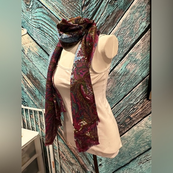 Lucky Brand Raw Edge 100% Wool Scarf, Vintage Y2K - Picture 2 of 4